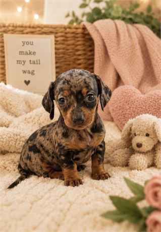 Tiny Silver Dapple female mini dachshund